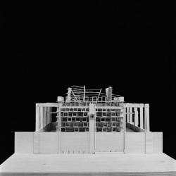 Model, Soundspace, Pavilion for the Urban Hermit, elevation view. 