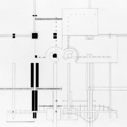 Plan, elevations and a section.