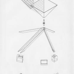 Extended axonometric of pavilions assembly.