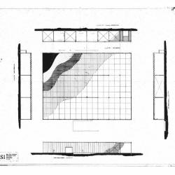 Plan, elevations and sections.