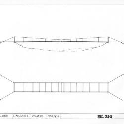 Steel bridge, plan and section.