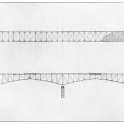 Steel bridge, plan and elevation.