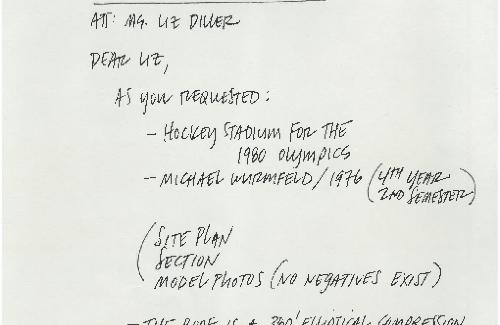 Letter, Steven Forman to Liz Diller, July 7th, 1985.