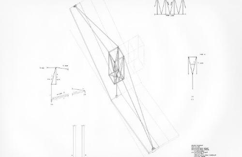 Axonometric of modular truss and structural notation.