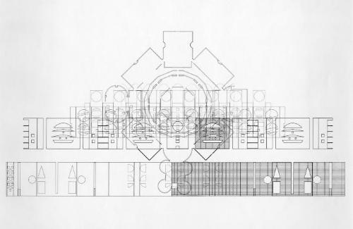 Plan / elevation, unfolding of concentric walls.
