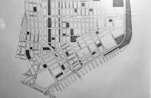 Map of the Lower East Side as it now exists. The area shown is roughly the same as that covered by rehabilitation projects planned by Cooper Union architecture students. 