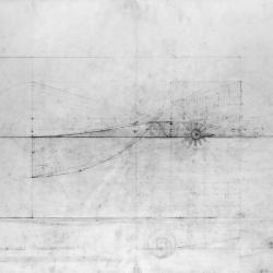 Projections of an Imaginary landscape, plan and elevation, location #3, inhbitation #3 - folding of the horizon.
