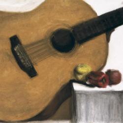 Color drawing of fruit with instrument.