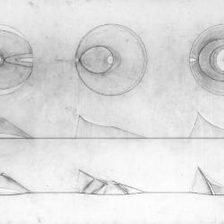 Roof plans, sections and elevations of Good, Evil and Magical structures from left to right.