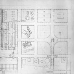 Site plan including Founder's House, Excavator's House, Steel Worker's House, public space and Bell Maker's House.