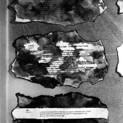 The events of creation from Book of Genesis in Korean are narrated in rice paper than recreated in black ink painting.