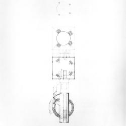 Plans at each story of the top floors of the tower structure.