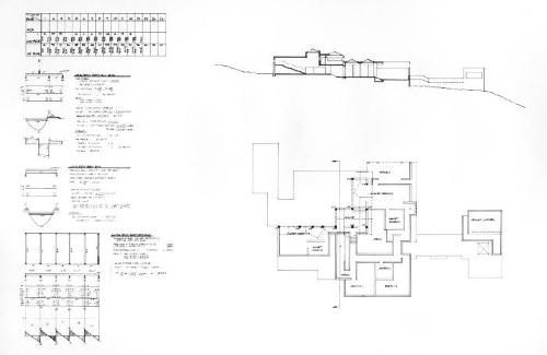 Plan, section and calculations. 